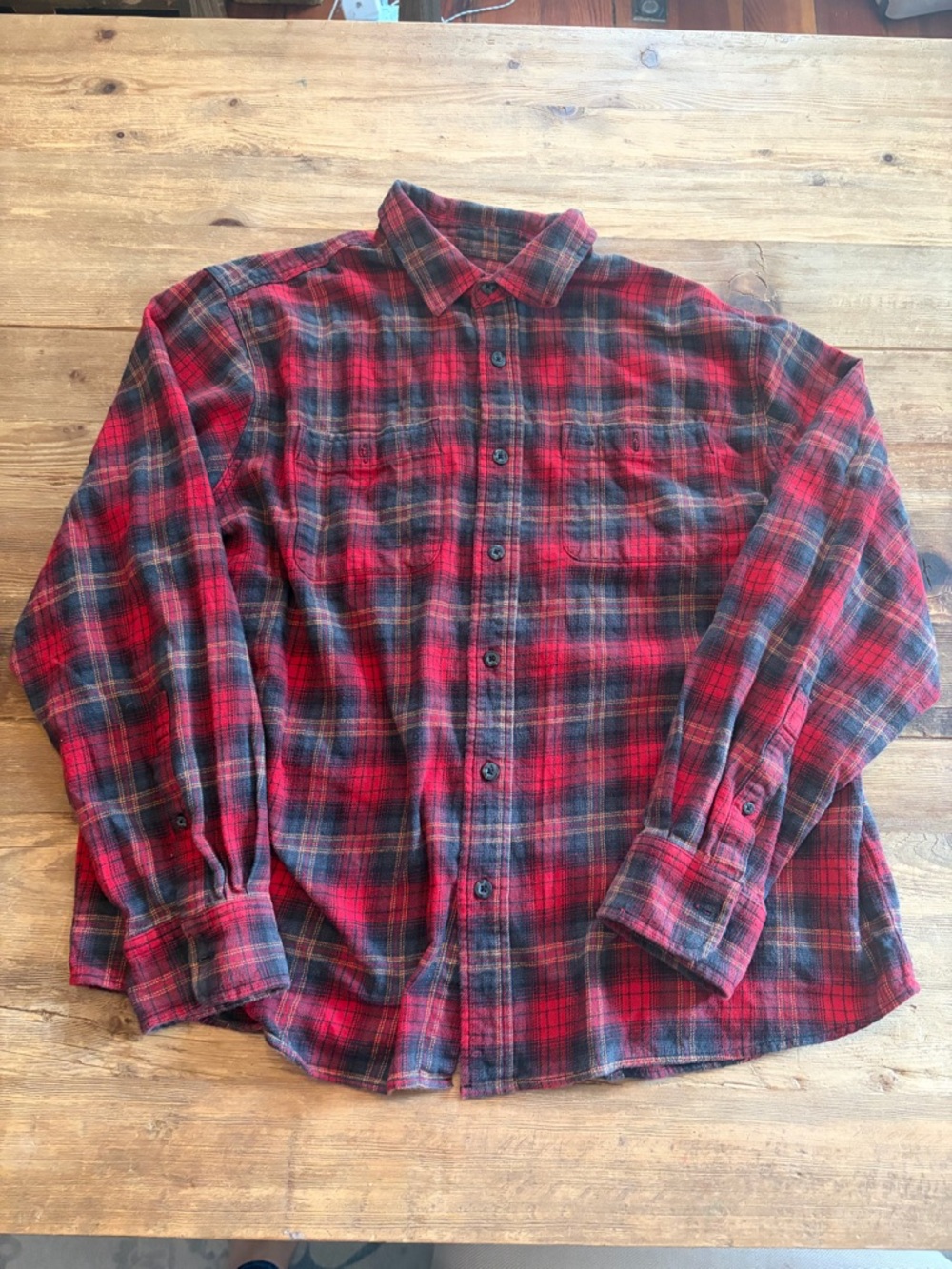 Woolrich Men’s XXL Red Black Yellow Tartan Plaid Flannel Shirt 2 Pocket